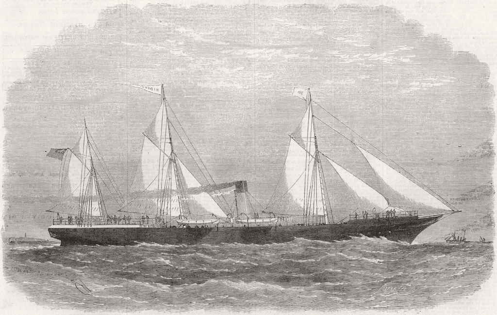 SCOTLAND. Dundee-steamship Hibernia 1865 old antique vintage print picture